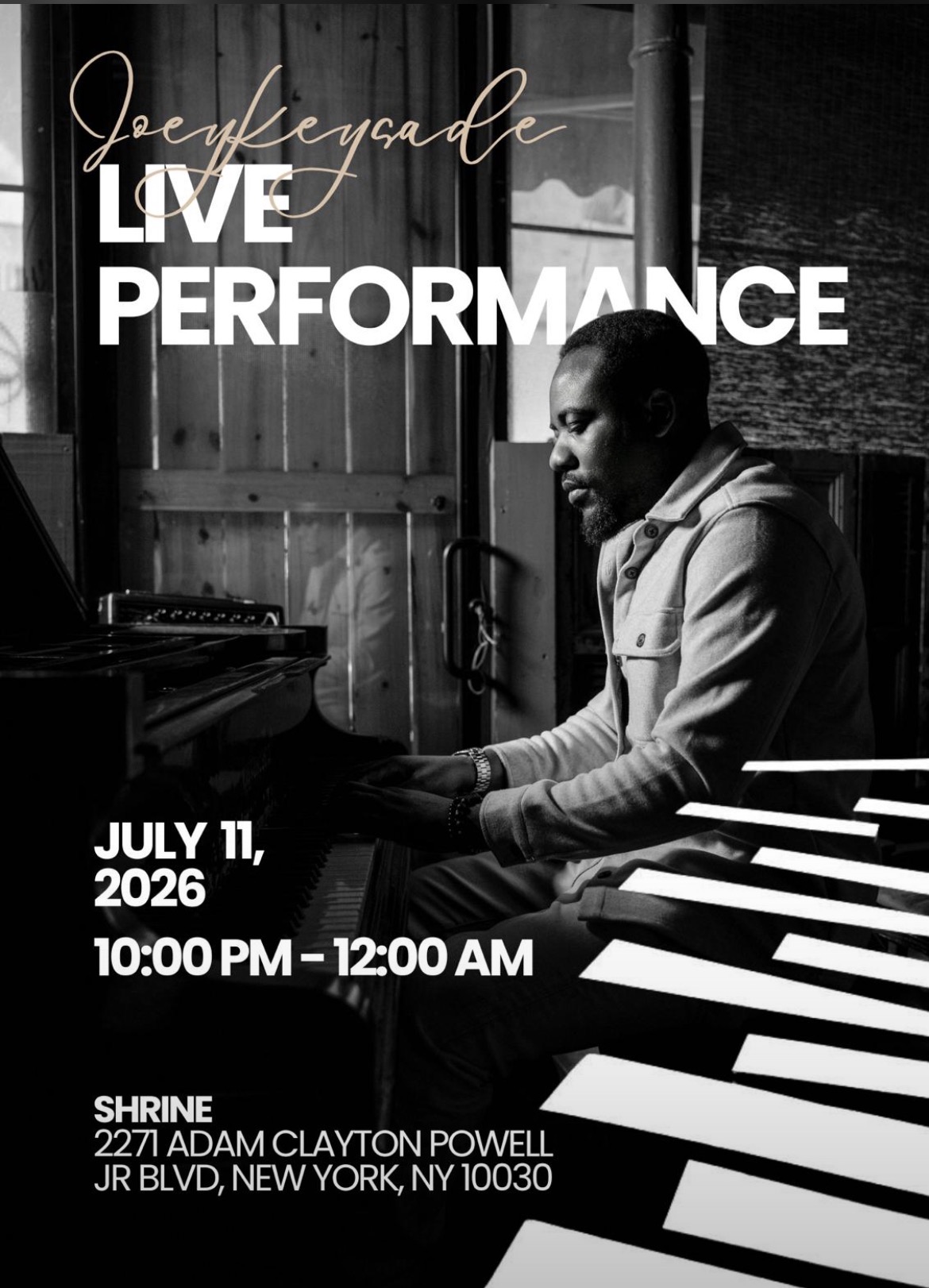 Joey Keysade Live Performance July 11, 2026 at Shrine NYC